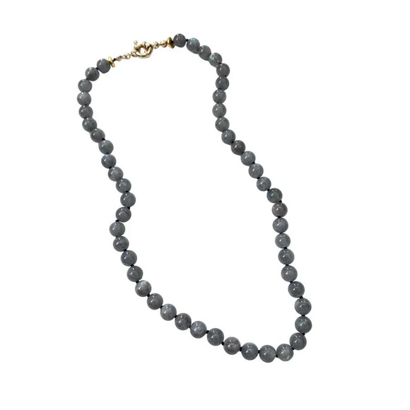 Genuine Labradorite Gemstone Bead Silk Knot Necklace NEW - Picture 5 of 10